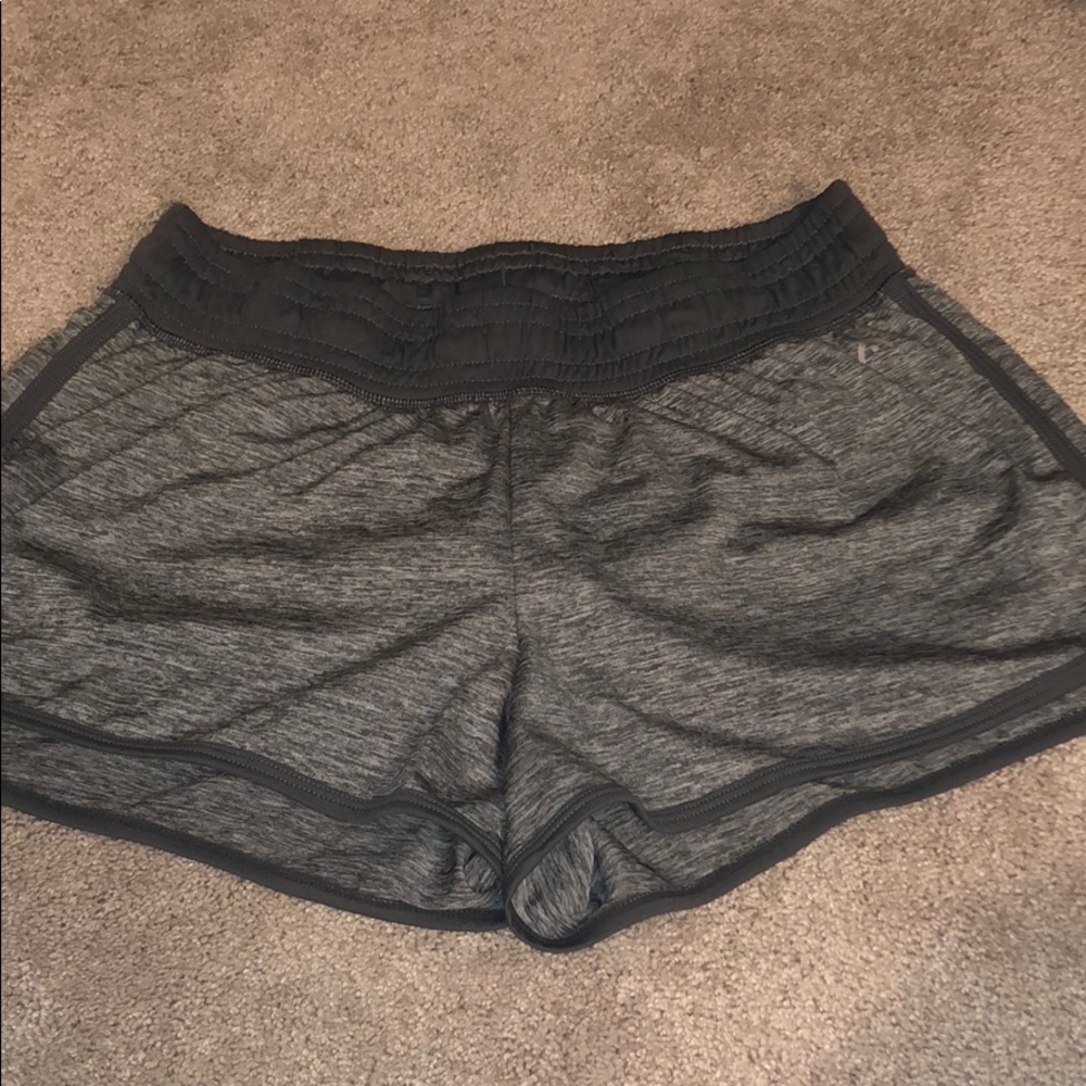 gray running shorts